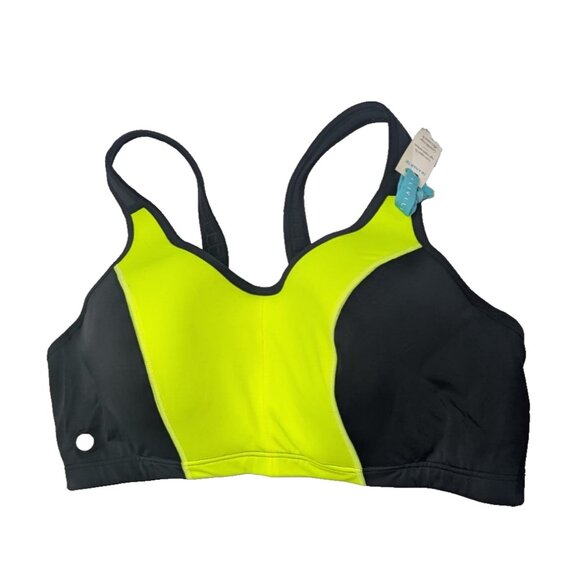 Liv Active Womens Sports Bra Black Yellow Colorblock Molded Underwire 44C - Picture 7 of 9